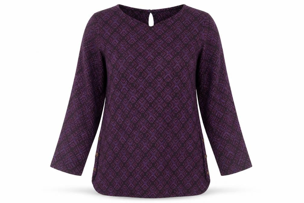 Fat Face Womens Purple Geometric Tunic Blouse UK 6 Cotton Modal