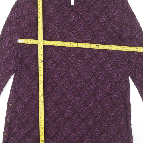 Fat Face Womens Purple Geometric Tunic Blouse UK 6 Cotton Modal