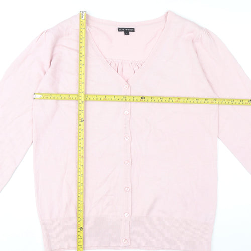 Lana Woman Pink V-Neck Cardigan Women’s Size L Acrylic Knit