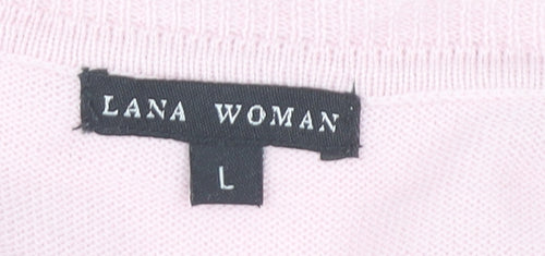 Lana Woman Pink V-Neck Cardigan Women’s Size L Acrylic Knit