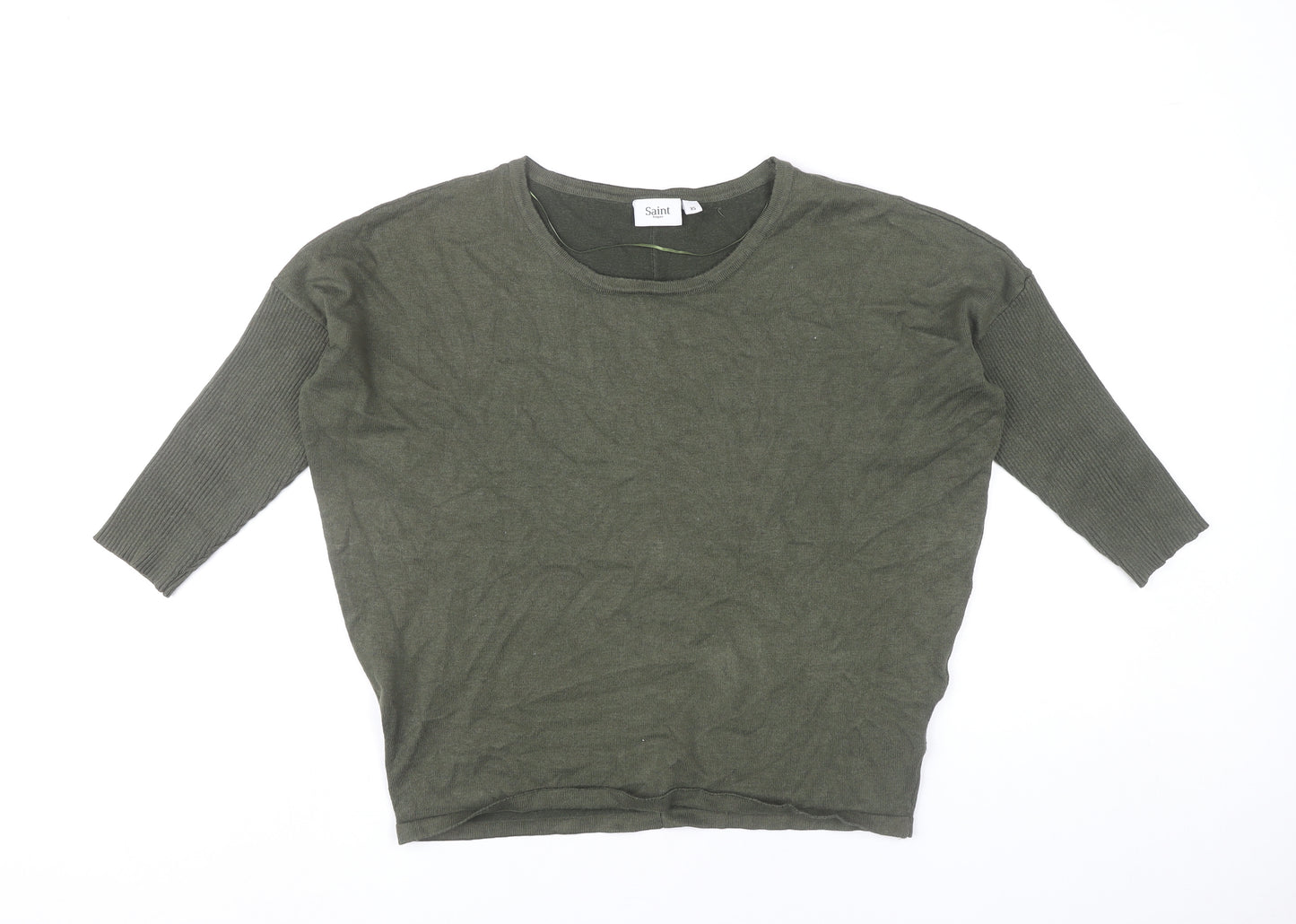 Saint Tropez Womens Green XS Pullover Jumper 3/4 Dolman Sleeve