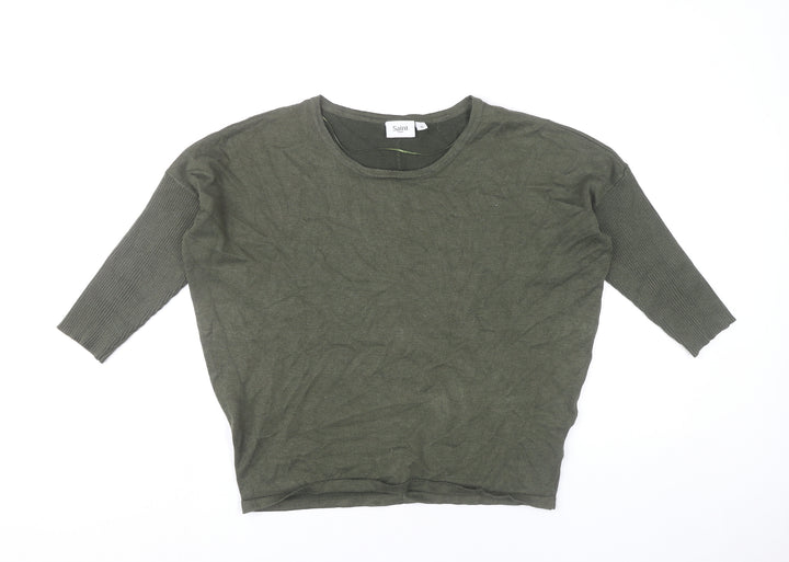 Saint Tropez Womens Green XS Pullover Jumper 3/4 Dolman Sleeve