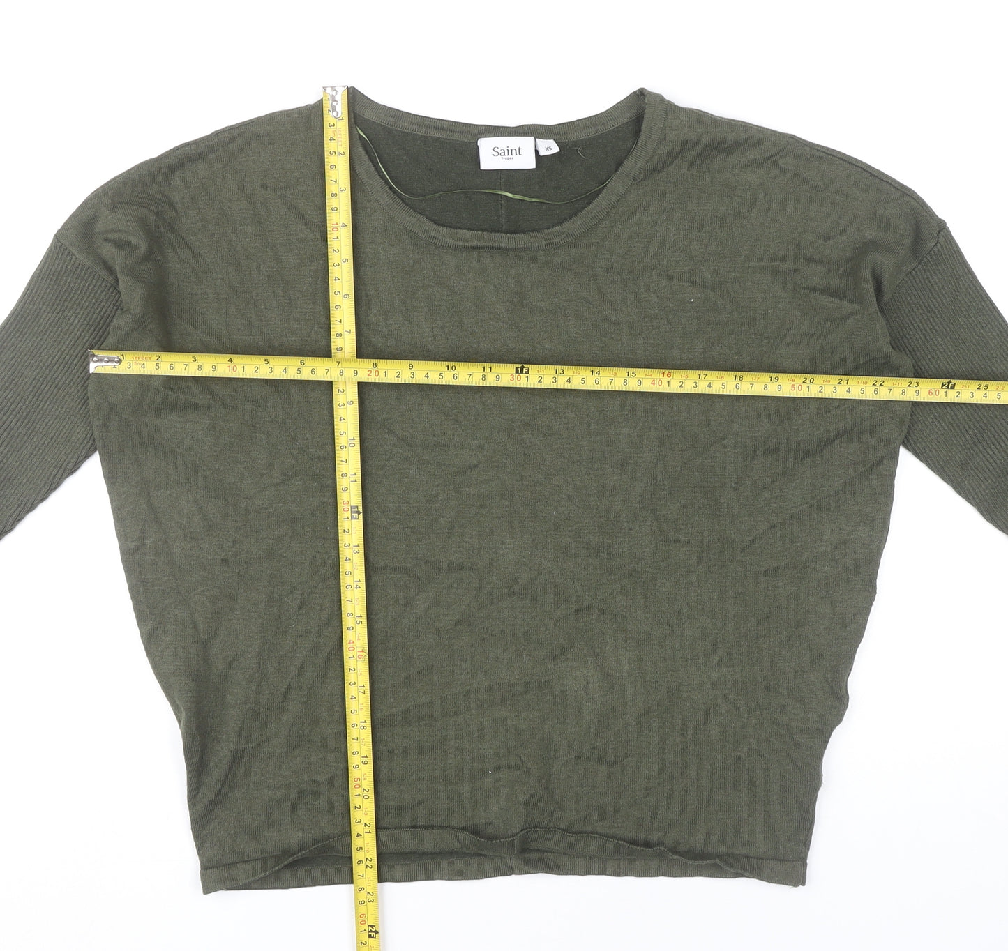 Saint Tropez Womens Green XS Pullover Jumper 3/4 Dolman Sleeve
