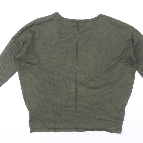 Saint Tropez Womens Green XS Pullover Jumper 3/4 Dolman Sleeve