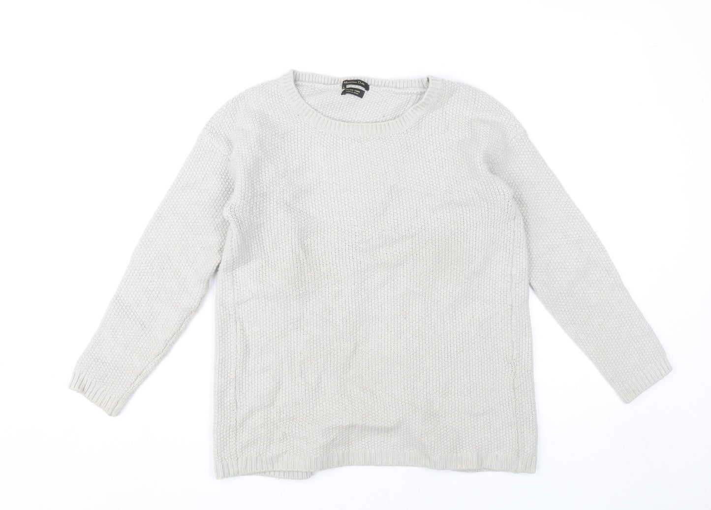 Massimo Dutti Womens Grey Cardigan Jumper Size 12 Long Sleeve Knit