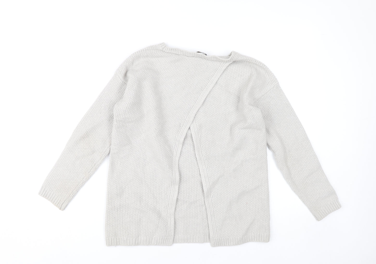Massimo Dutti Womens Grey Cardigan Jumper Size 12 Long Sleeve Knit