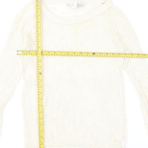 RD Style Women’s Ivory Open-Knit Cotton Jumper Size M