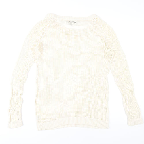 RD Style Women’s Ivory Open-Knit Cotton Jumper Size M