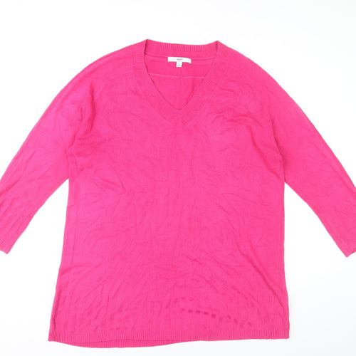 Next Womens Pink Acrylic V-Neck Pullover Jumper L