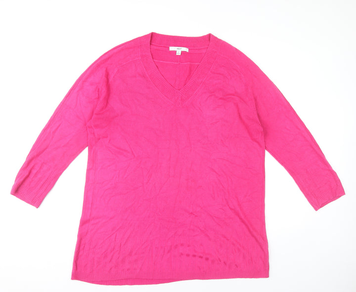 Next Womens Pink Acrylic V-Neck Pullover Jumper L
