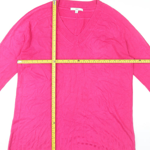 Next Womens Pink Acrylic V-Neck Pullover Jumper L