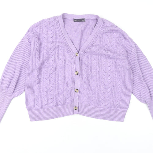 Marks and Spencer Womens Purple Cable Knit Cardigan M