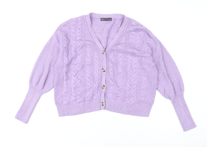 Marks and Spencer Womens Purple Cable Knit Cardigan M