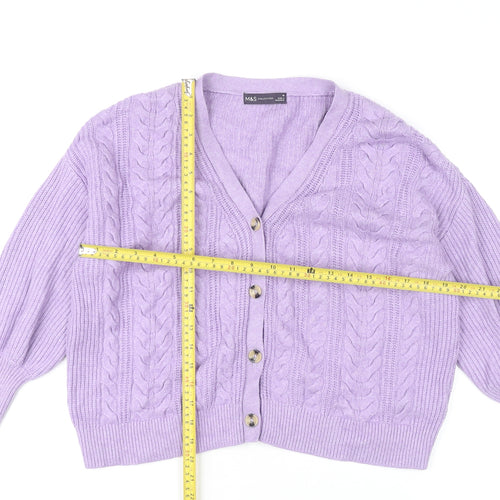 Marks and Spencer Womens Purple Cable Knit Cardigan M