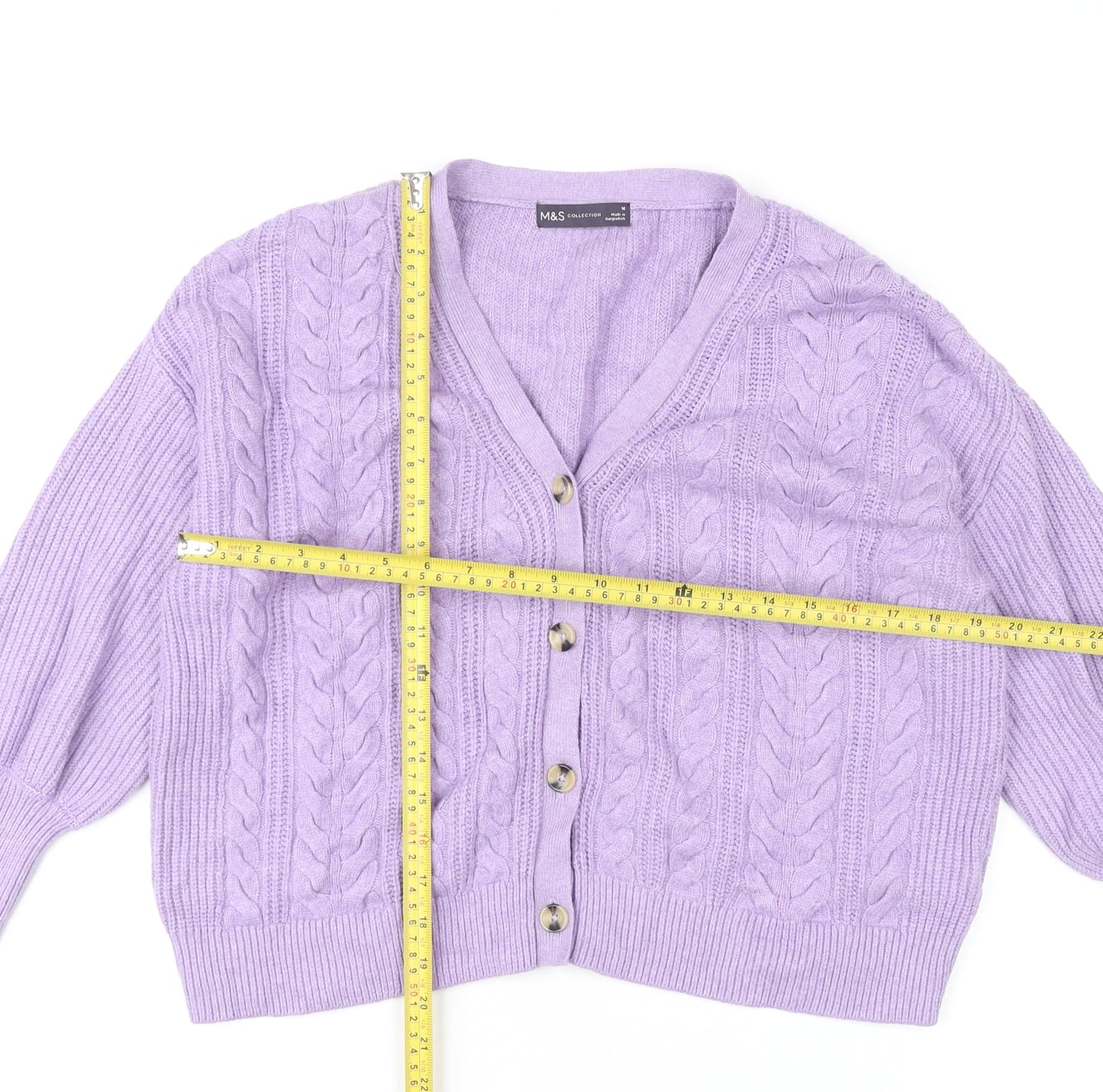 Marks and Spencer Womens Purple Cable Knit Cardigan M
