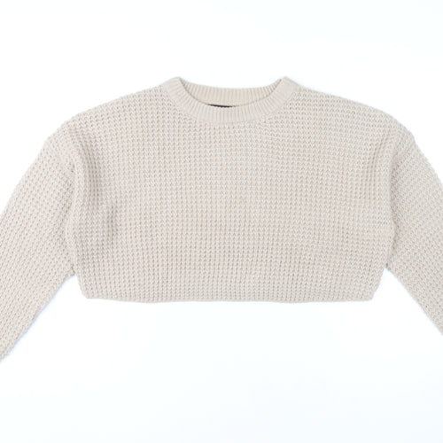 Missguided Women’s Beige Crew Neck Waffle Knit Jumper Size 10-12