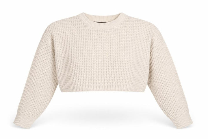 Missguided Women’s Beige Crew Neck Waffle Knit Jumper Size 10-12