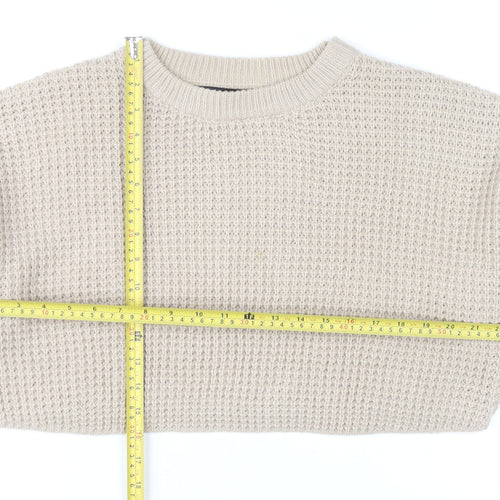 Missguided Women’s Beige Crew Neck Waffle Knit Jumper Size 10-12