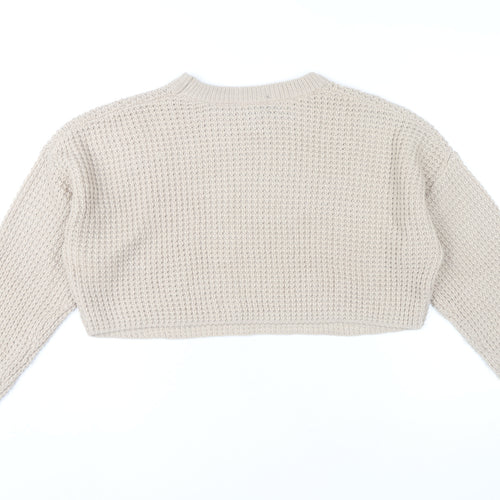 Missguided Women’s Beige Crew Neck Waffle Knit Jumper Size 10-12