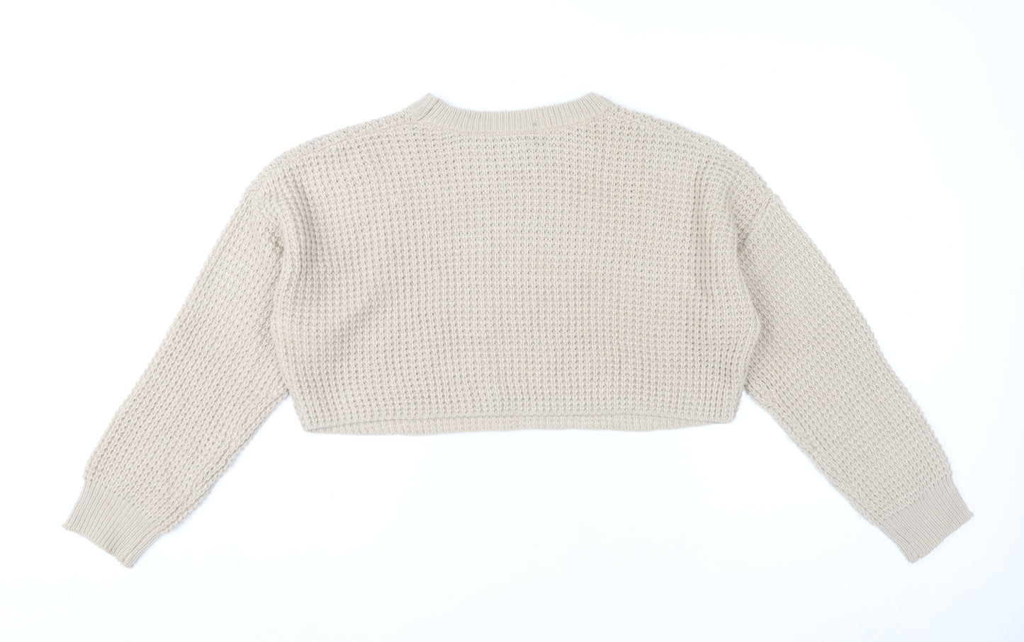 Missguided Women’s Beige Crew Neck Waffle Knit Jumper Size 10-12