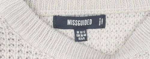 Missguided Women’s Beige Crew Neck Waffle Knit Jumper Size 10-12