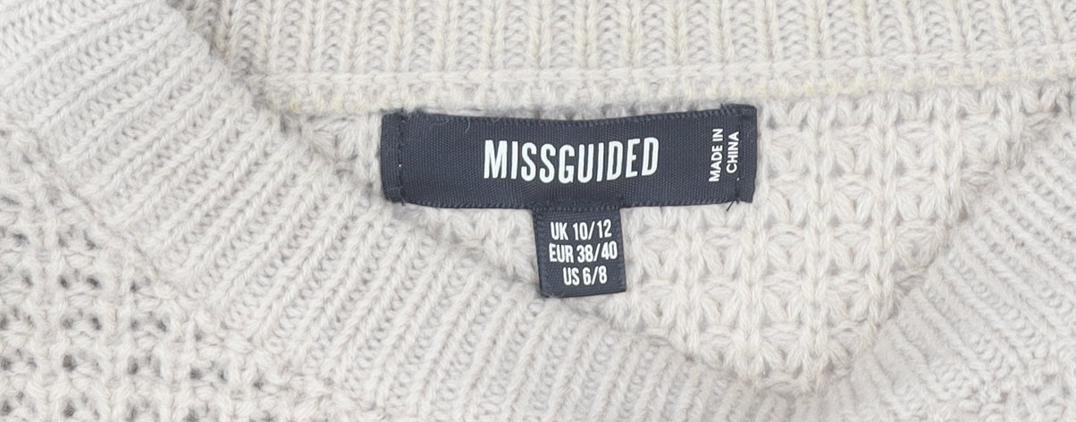 Missguided Women’s Beige Crew Neck Waffle Knit Jumper Size 10-12
