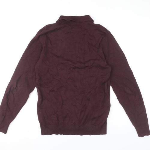 Threadbare Mens Purple Collared Half Zip Jumper Size S Cotton Blend