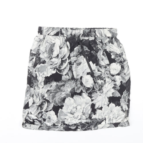 Zara Woman Silk Floral Skirt Women M Multicolour Short Pencil