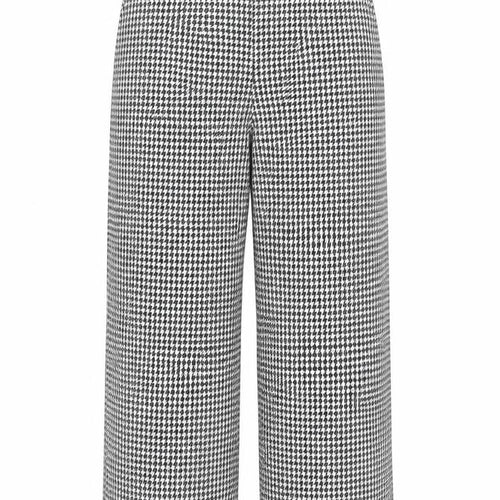 Zara Women Black White Houndstooth Wide Leg Trousers XS