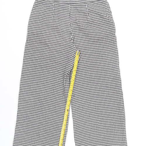 Zara Women Black White Houndstooth Wide Leg Trousers XS