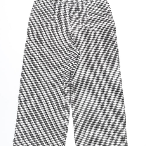 Zara Women Black White Houndstooth Wide Leg Trousers XS