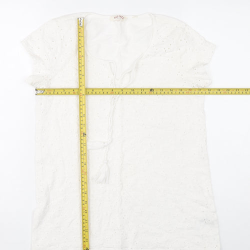 Fat Face Women’s White Cotton Embroidered Tunic Blouse UK 8