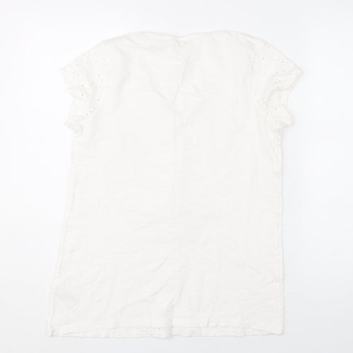 Fat Face Women’s White Cotton Embroidered Tunic Blouse UK 8