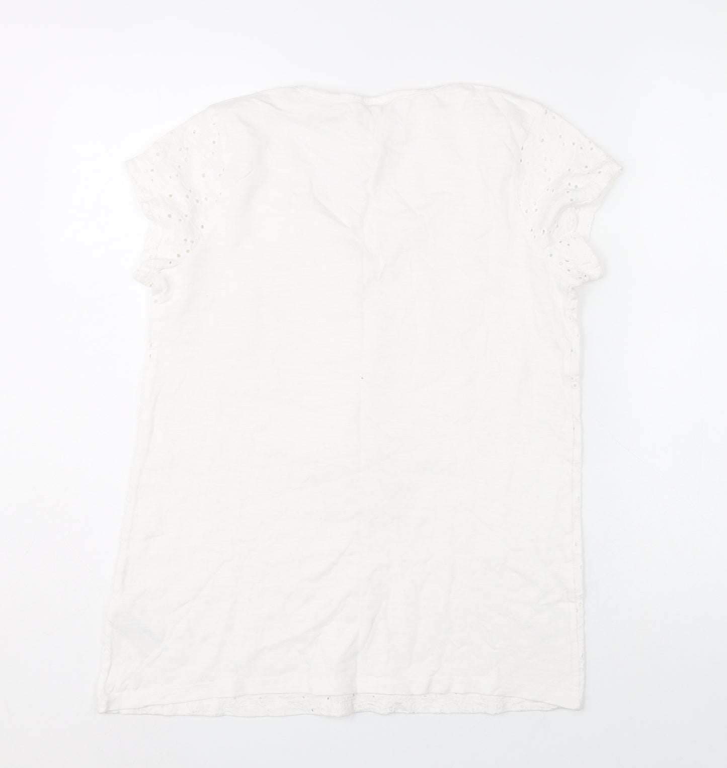 Fat Face Women’s White Cotton Embroidered Tunic Blouse UK 8