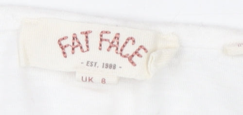 Fat Face Women’s White Cotton Embroidered Tunic Blouse UK 8