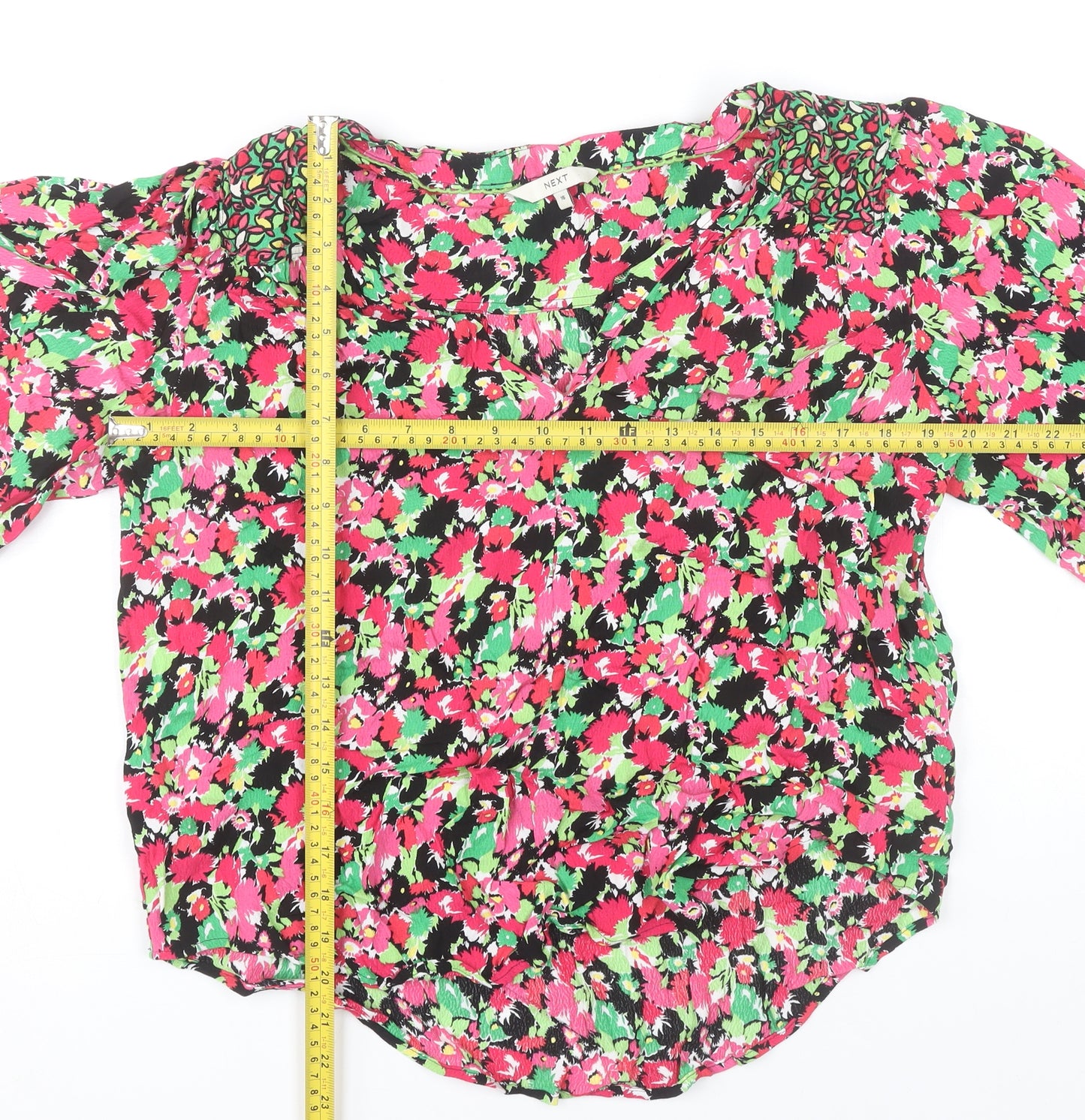 Next Women's Multicoloured Floral Viscose Tunic Blouse UK 16