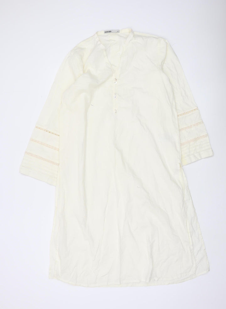 Khaadi Women’s Ivory Cotton Kaftan Dress Size 10 Casual Travel