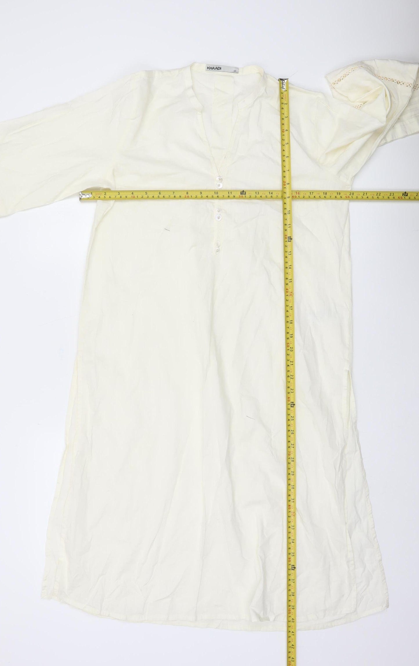 Khaadi Women’s Ivory Cotton Kaftan Dress Size 10 Casual Travel