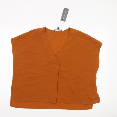 French Connection Women’s Orange Sleeveless V-Neck Blouse Size M
