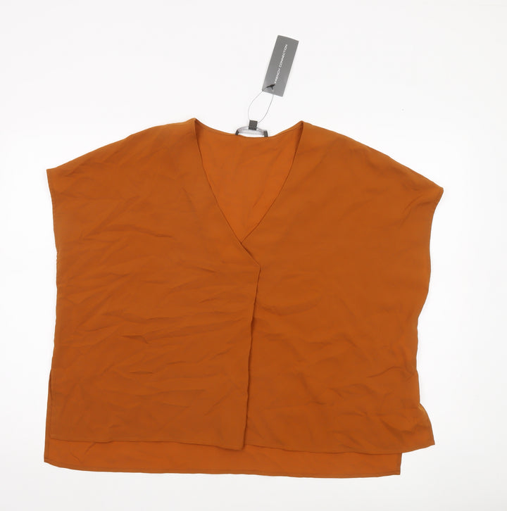 French Connection Women’s Orange Sleeveless V-Neck Blouse Size M