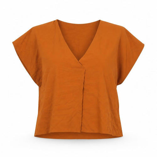 French Connection Women’s Orange Sleeveless V-Neck Blouse Size M