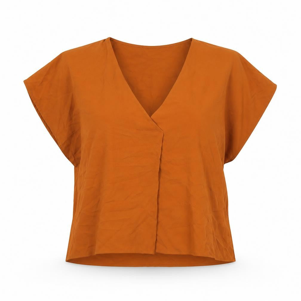French Connection Women’s Orange Sleeveless V-Neck Blouse Size M