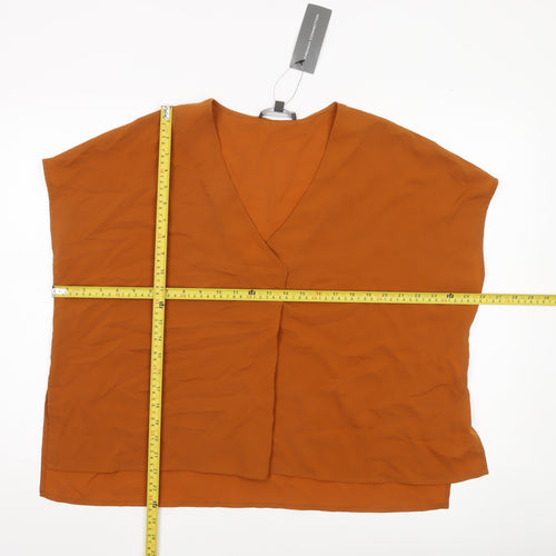 French Connection Women’s Orange Sleeveless V-Neck Blouse Size M