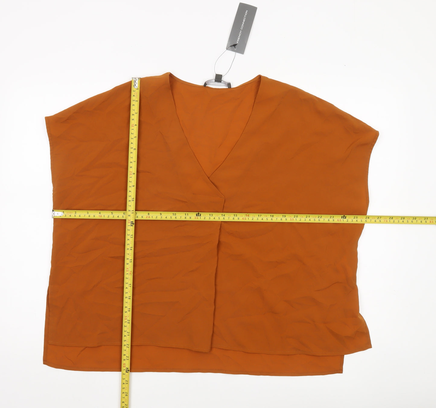French Connection Women’s Orange Sleeveless V-Neck Blouse Size M