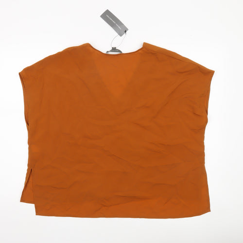 French Connection Women’s Orange Sleeveless V-Neck Blouse Size M