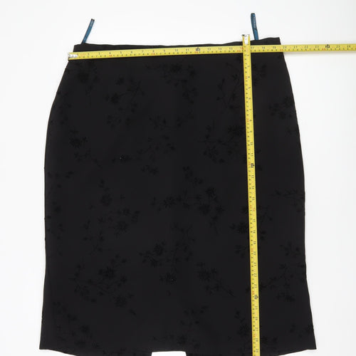Essence Women’s Black Size 22 Pencil Skirt Floral Lined Knee Length