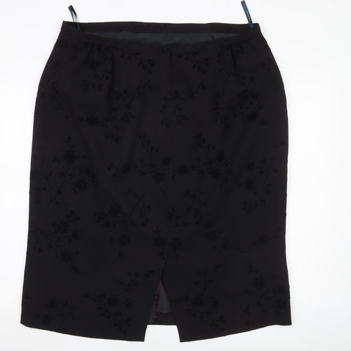Essence Women’s Black Size 22 Pencil Skirt Floral Lined Knee Length