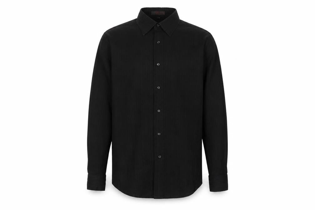 Front view of TIPO'S Men's Black Slim Fit Long Sleeve Button-Up Shirt XL