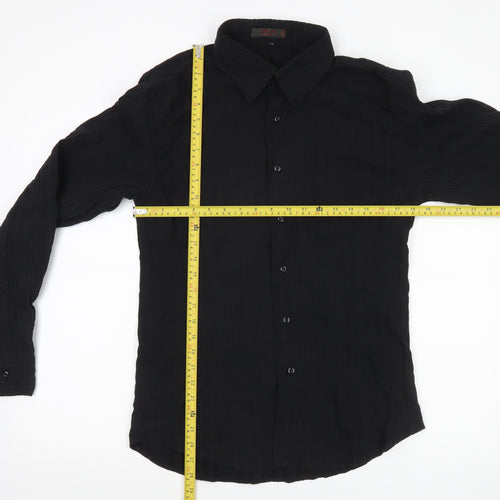 TIPO'S Men's Black Slim Fit Long Sleeve Button-Up Shirt XL