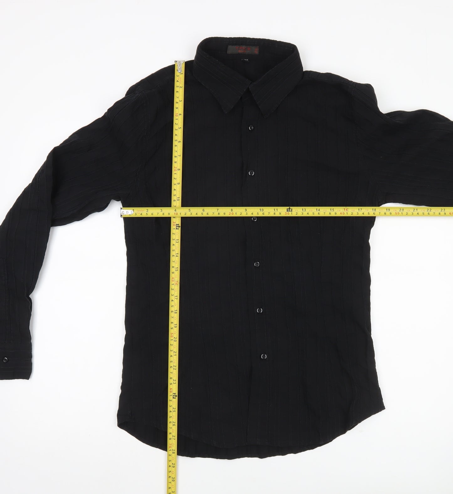 TIPO'S Men's Black Slim Fit Long Sleeve Button-Up Shirt XL
